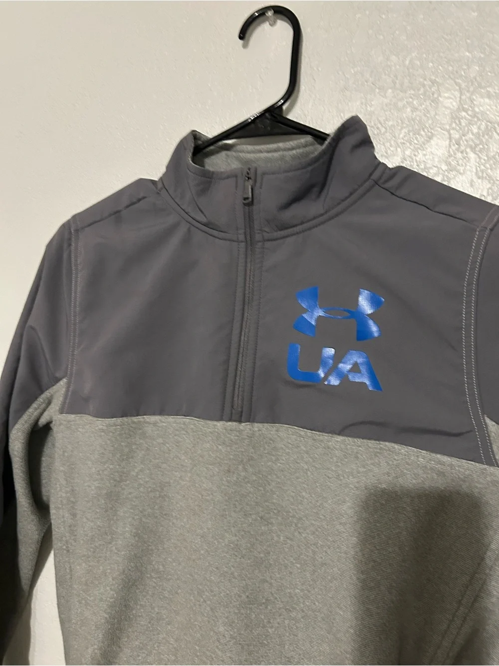 Under Armour Two-Tone Gray Half-Zip Pullover with Blue Logo